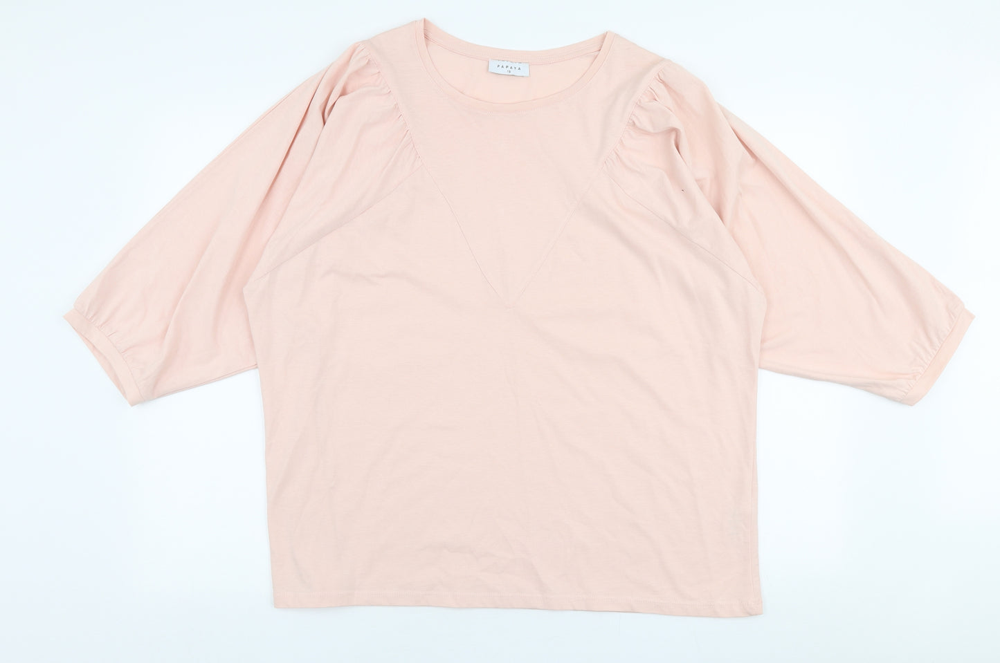 Papaya Womens Pink  100% Cotton Jersey Blouse Size 18 Round Neck