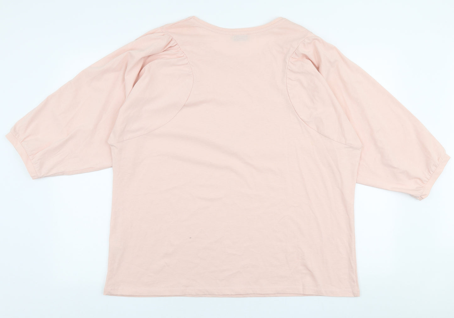 Papaya Womens Pink  100% Cotton Jersey Blouse Size 18 Round Neck