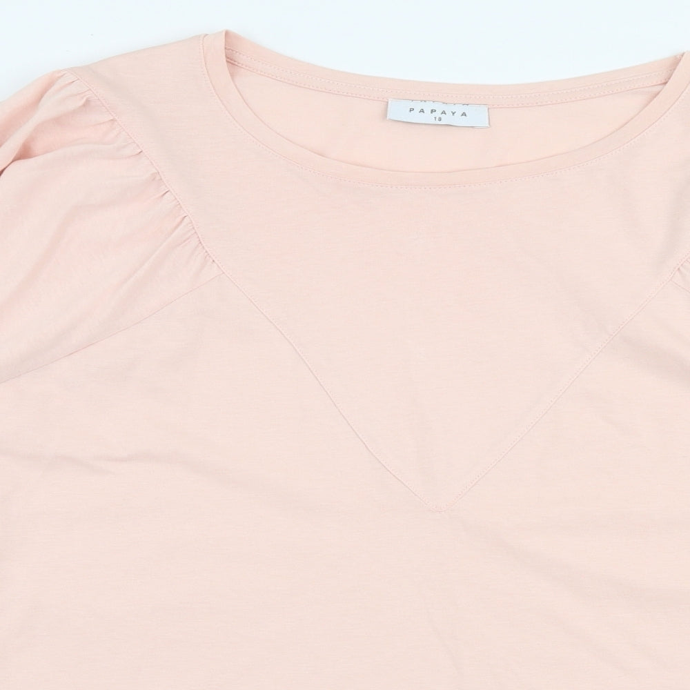 Papaya Womens Pink  100% Cotton Jersey Blouse Size 18 Round Neck