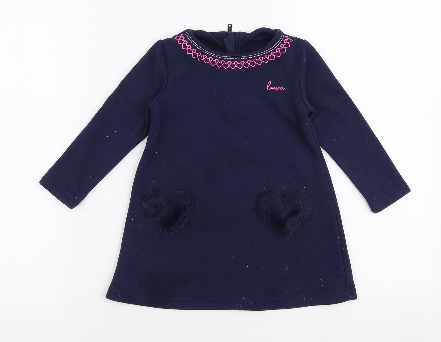 Dunnes Stores Girls Blue  Polyester A-Line  Size 18-24 Months  Round Neck Zip