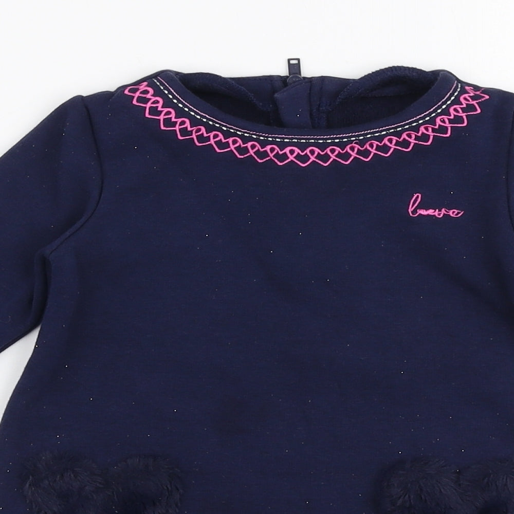 Dunnes Stores Girls Blue  Polyester A-Line  Size 18-24 Months  Round Neck Zip