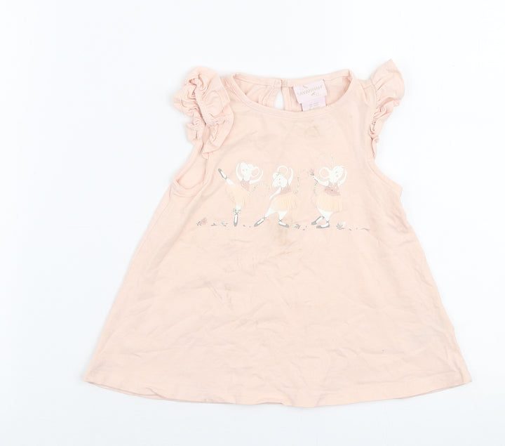Savannah Girls Pink  Cotton Jersey T-Shirt Size 2 Years Round Neck Pullover - Mice