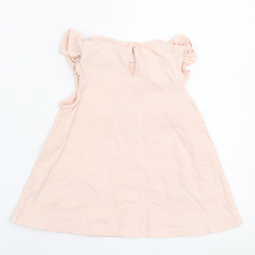 Savannah Girls Pink  Cotton Jersey T-Shirt Size 2 Years Round Neck Pullover - Mice