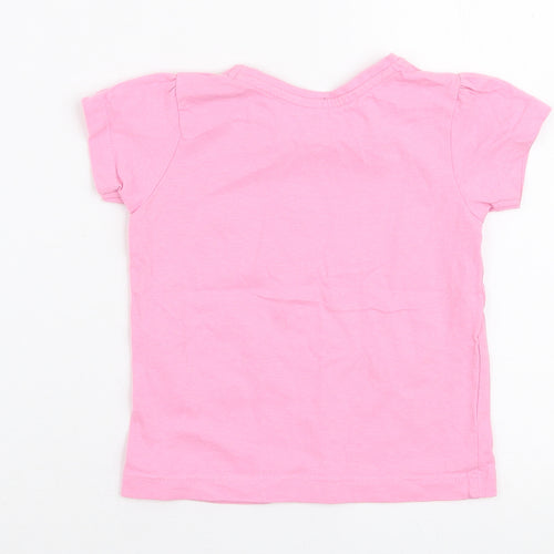 Primark Girls Pink  100% Cotton Jersey T-Shirt Size 18-24 Months Round Neck Pullover - Let's have fun