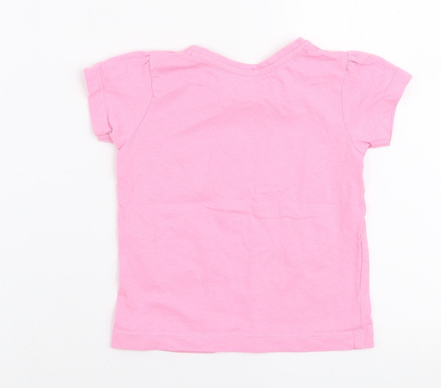 Primark Girls Pink  100% Cotton Jersey T-Shirt Size 18-24 Months Round Neck Pullover - Let's have fun