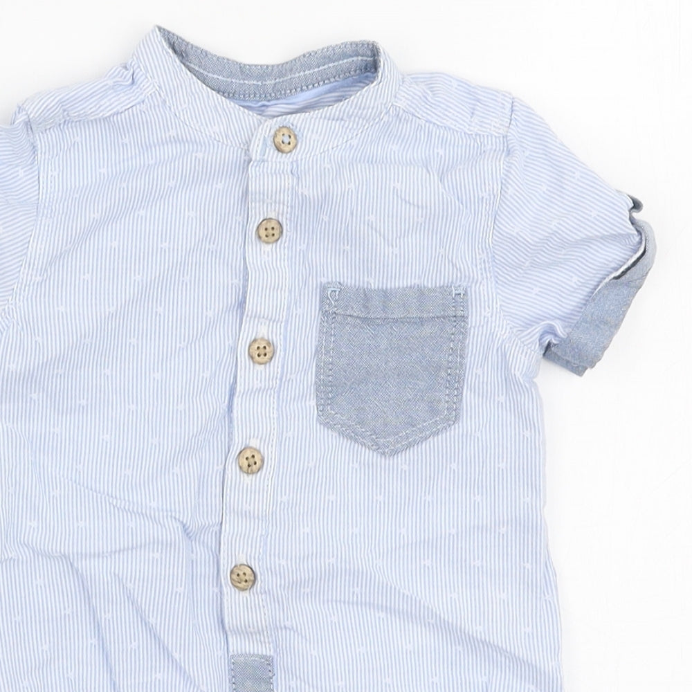 George Boys Blue Striped Cotton Babygrow One-Piece Size 6-9 Months  Button