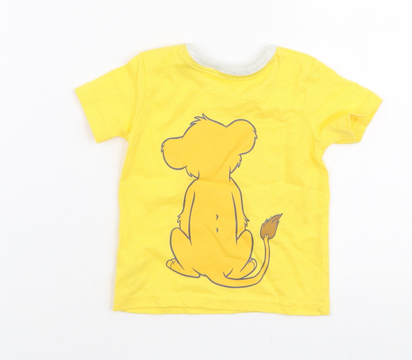 George Boys Yellow  100% Cotton Jersey T-Shirt Size 3-6 Months Round Neck Snap - Disney Lion king Simba