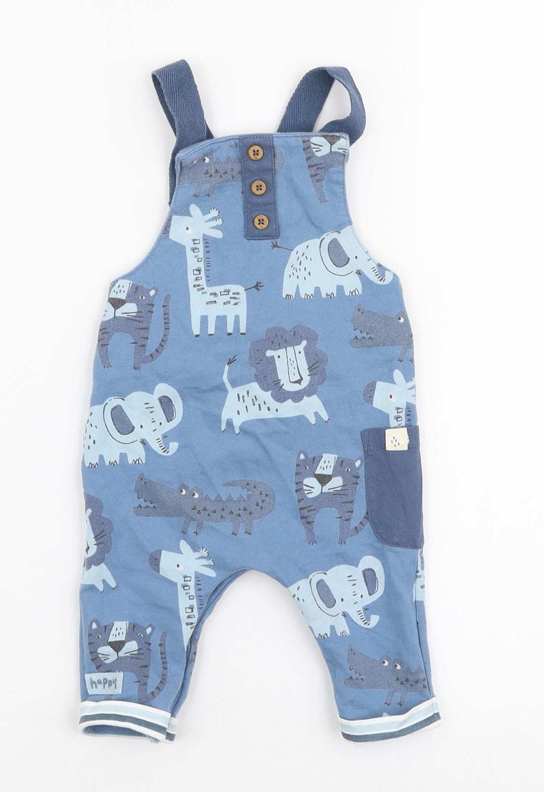 NEXT Boys Blue Animal Print 100% Cotton Romper One-Piece Size 3-6 Months  Snap - Animals