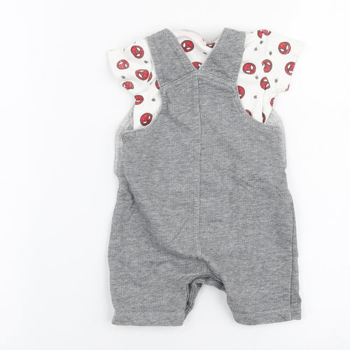 George Boys Grey  100% Cotton Romper One-Piece Size 3-6 Months  Button - Marvel Spider man