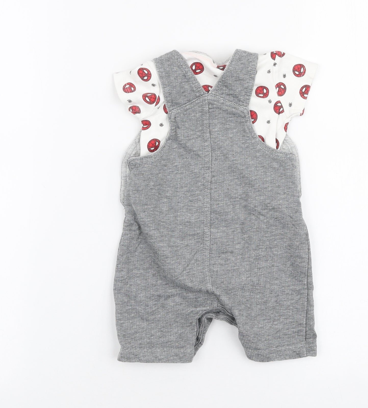 George Boys Grey  100% Cotton Romper One-Piece Size 3-6 Months  Button - Marvel Spider man