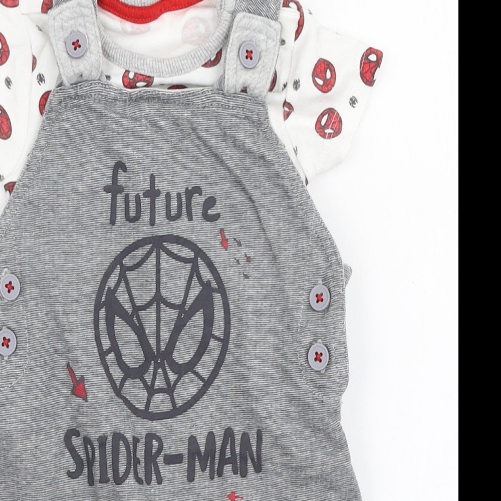 George Boys Grey  100% Cotton Romper One-Piece Size 3-6 Months  Button - Marvel Spider man