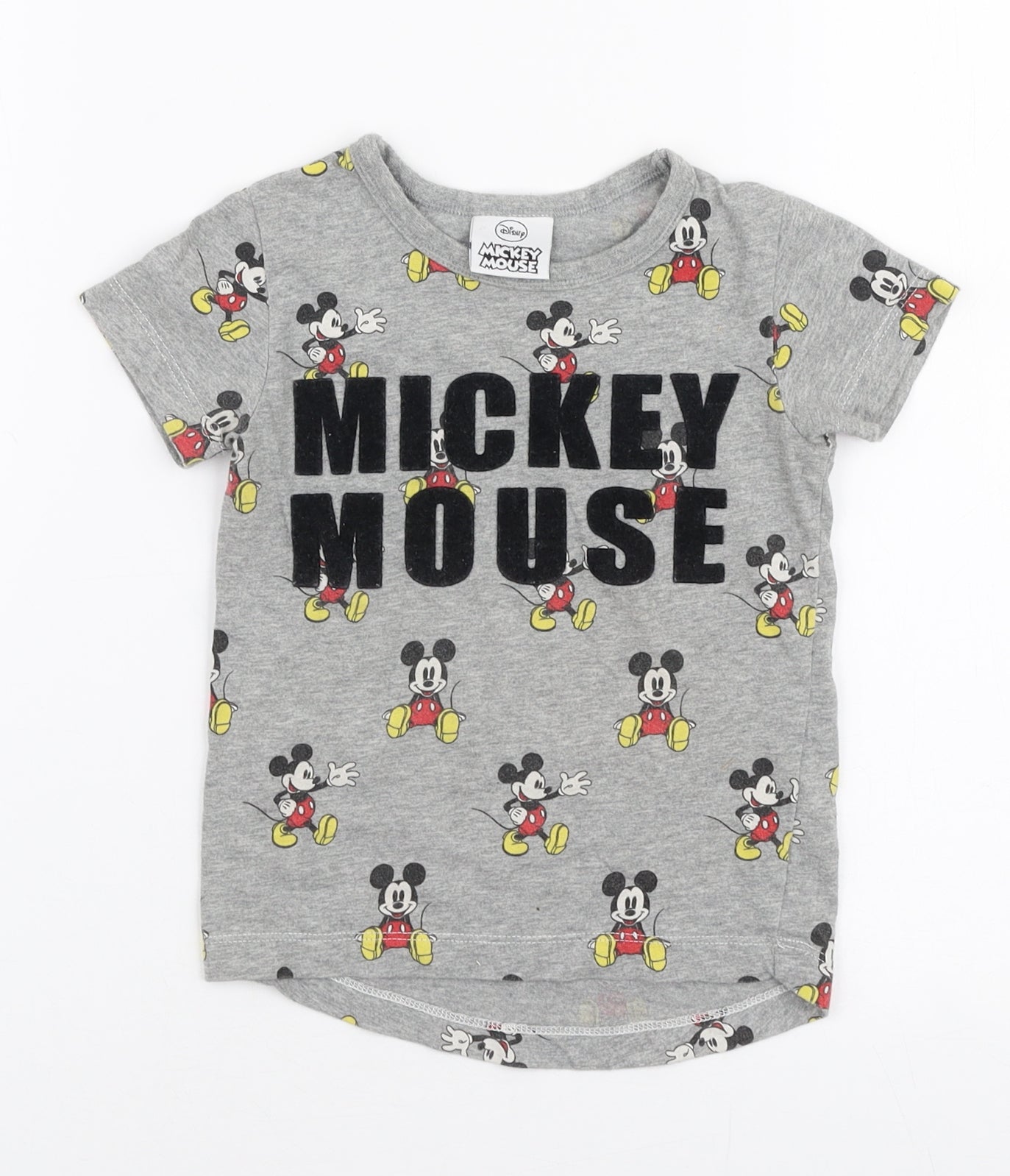 NEXT Boys Grey  100% Cotton Jersey T-Shirt Size 12-18 Months Round Neck Pullover - Disney Mickey mouse