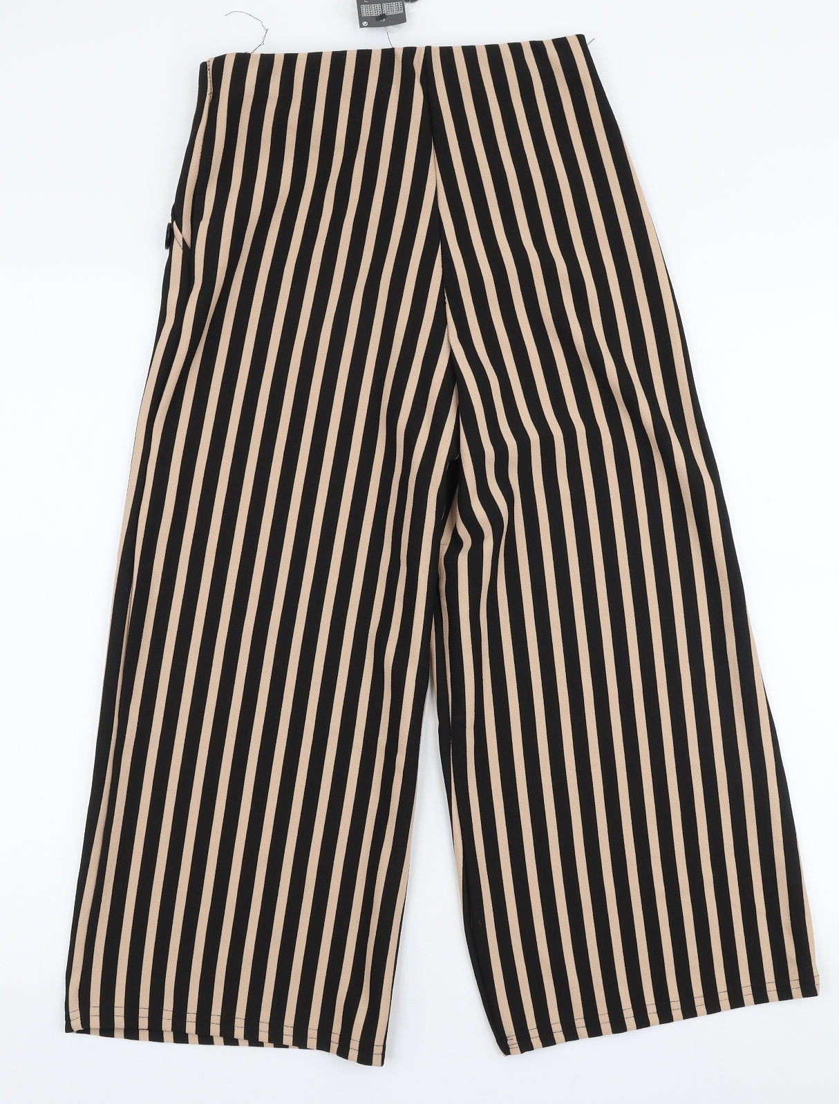 Primark Womens Brown Striped Polyester Trousers  Size 10 L22 in Regular  - Cullotte