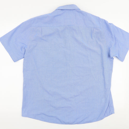 Marks and Spencer Mens Blue  Polyester  Button-Up Size M Collared Button