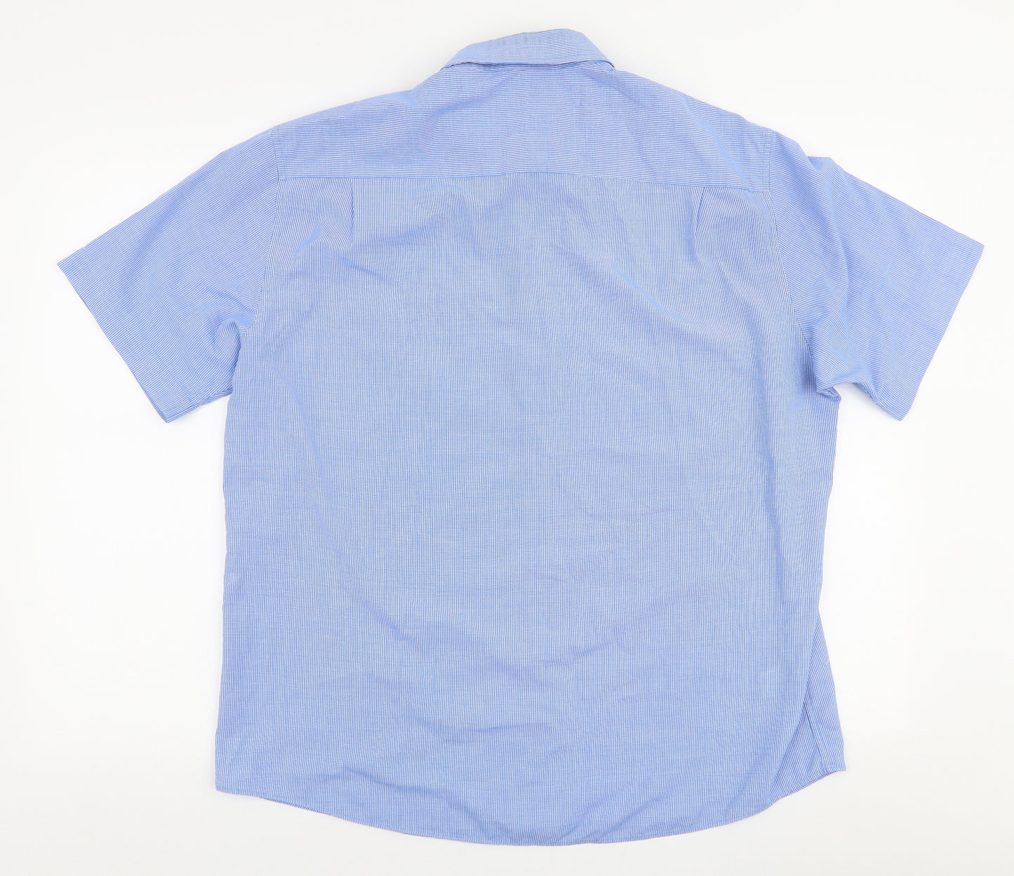 Marks and Spencer Mens Blue  Polyester  Button-Up Size M Collared Button