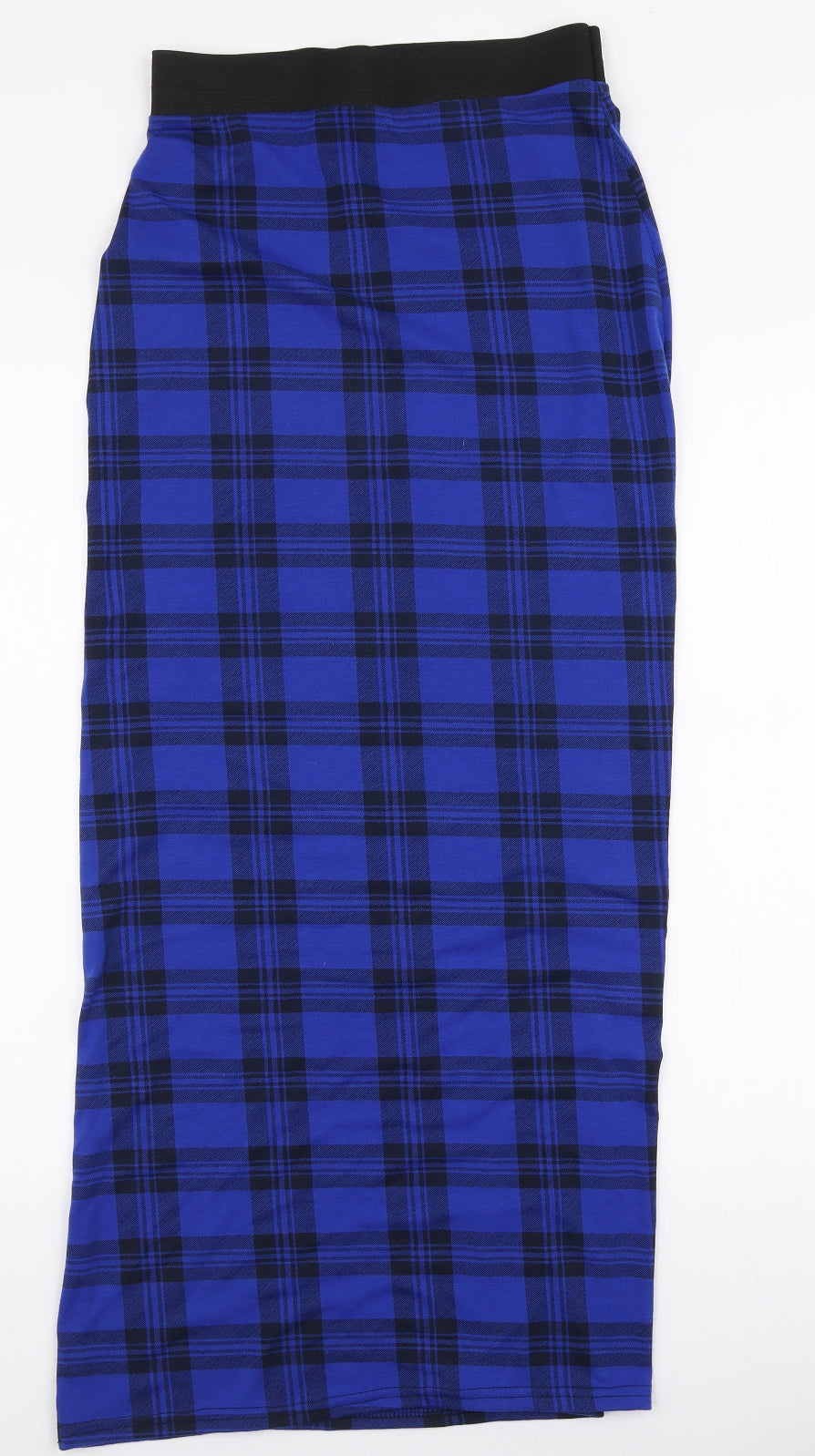 Preworn Womens Blue Plaid Viscose Maxi Skirt Size M