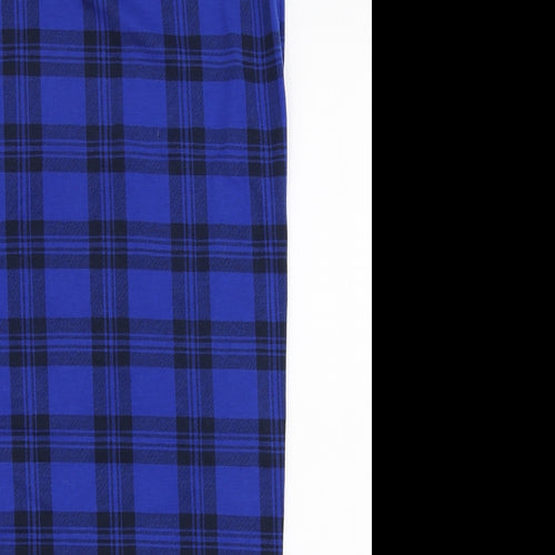 Preworn Womens Blue Plaid Viscose Maxi Skirt Size M