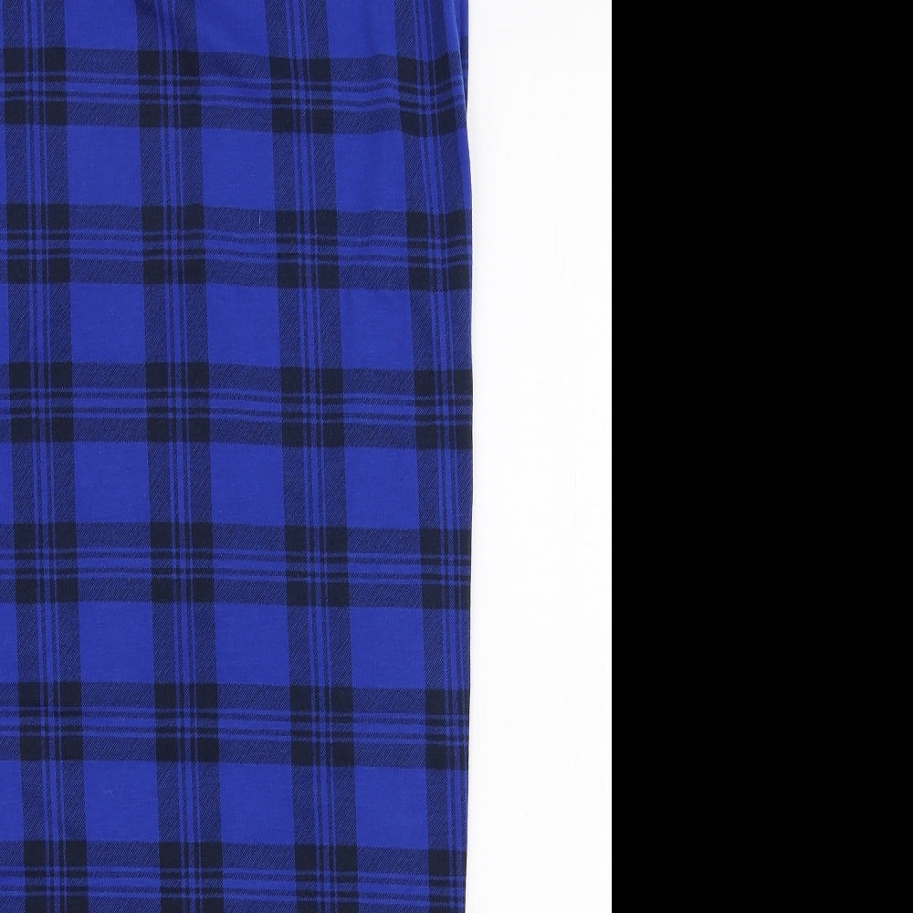 Preworn Womens Blue Plaid Viscose Maxi Skirt Size M