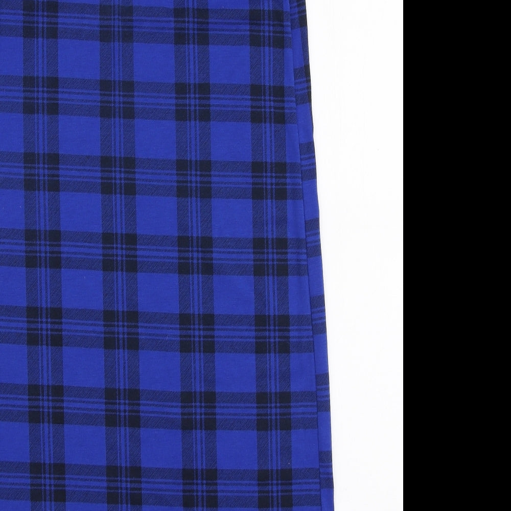 Preworn Womens Blue Plaid Viscose Maxi Skirt Size M