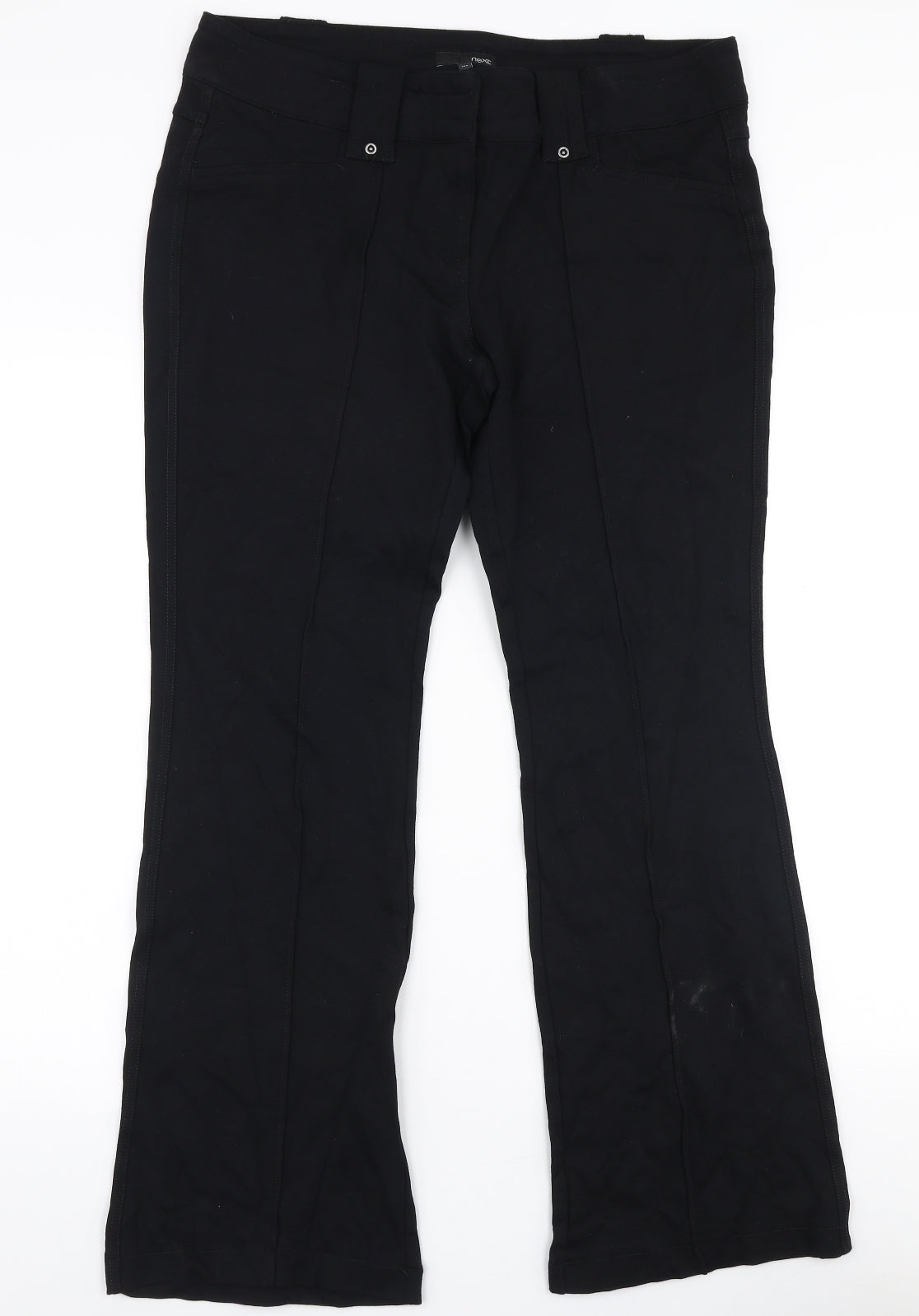 NEXT Womens Black  Viscose Trousers  Size 14 L29 in Regular Zip