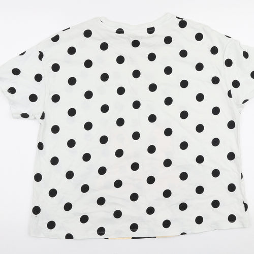 TU Womens White Polka Dot Cotton Jersey T-Shirt Size 16 Round Neck - Disney Minnie mouse