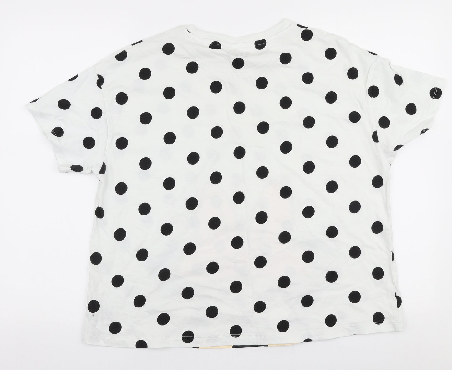 TU Womens White Polka Dot Cotton Jersey T-Shirt Size 16 Round Neck - Disney Minnie mouse