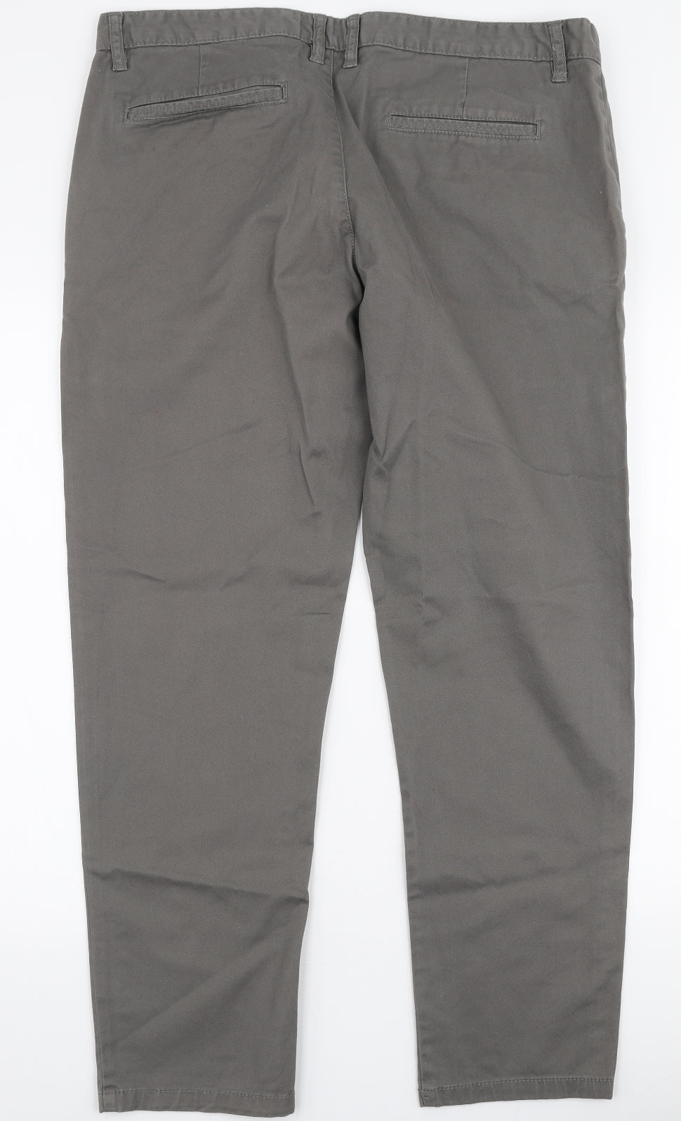 Primark Mens Grey  Cotton Chino Trousers Size 36 in L30 in Regular Button