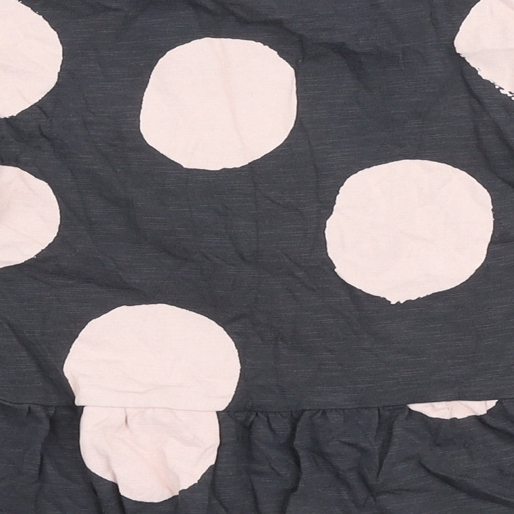 NEXT Girls Grey Polka Dot 100% Cotton Jersey T-Shirt Size 3-4 Years Round Neck Pullover - Rabbit