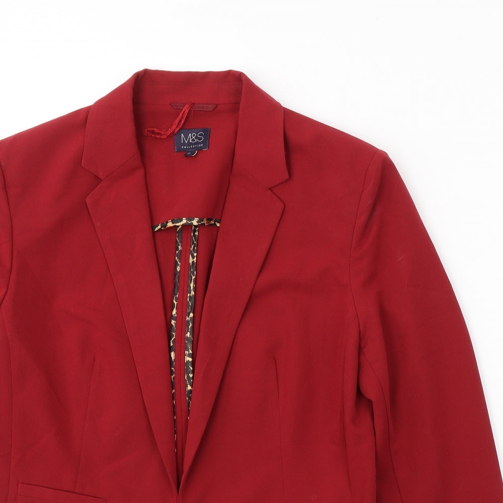 Marks and Spencer Womens Red   Jacket Blazer Size 12  Button