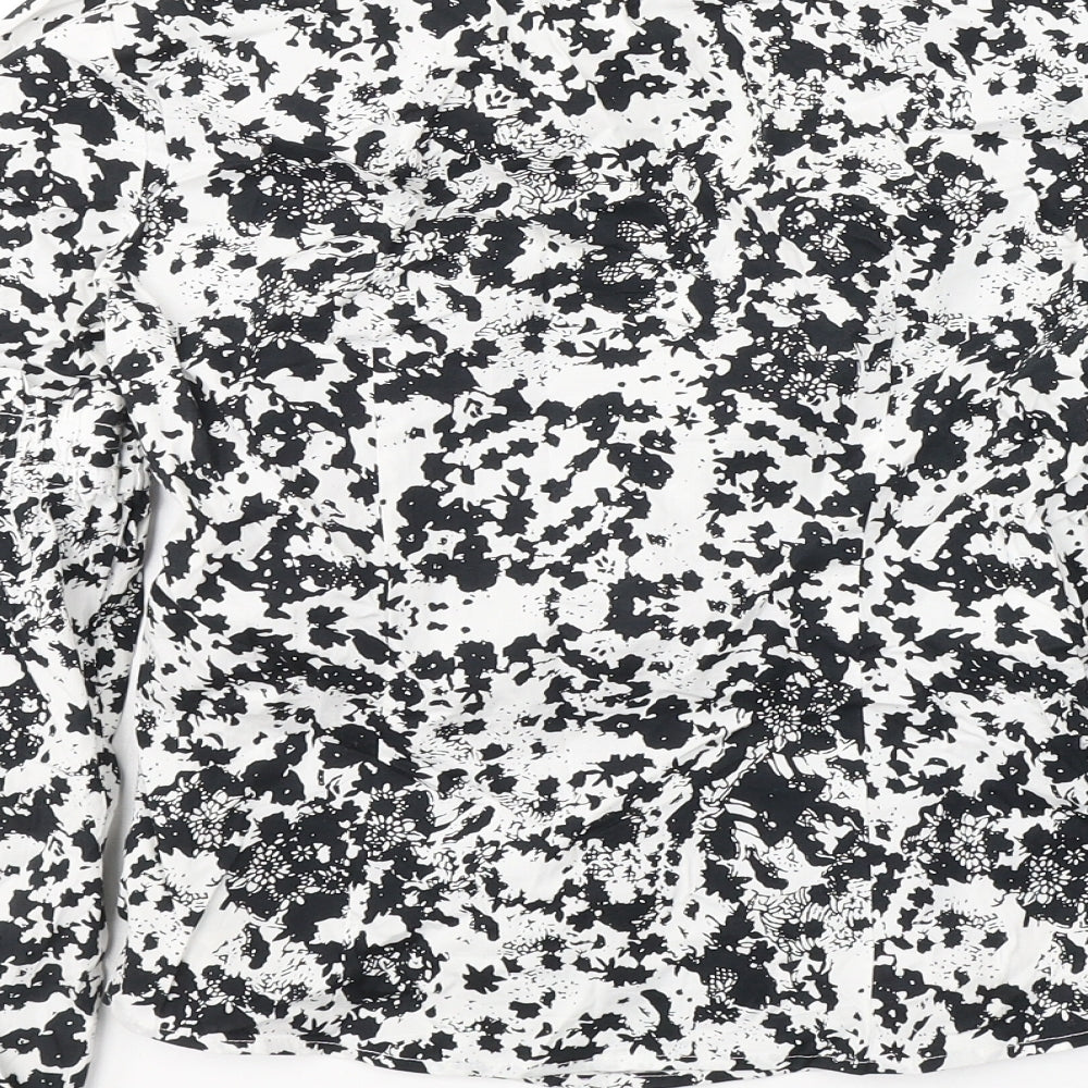 Mint Velvet Womens White Geometric Cotton Basic Blouse Size 8 Sweetheart