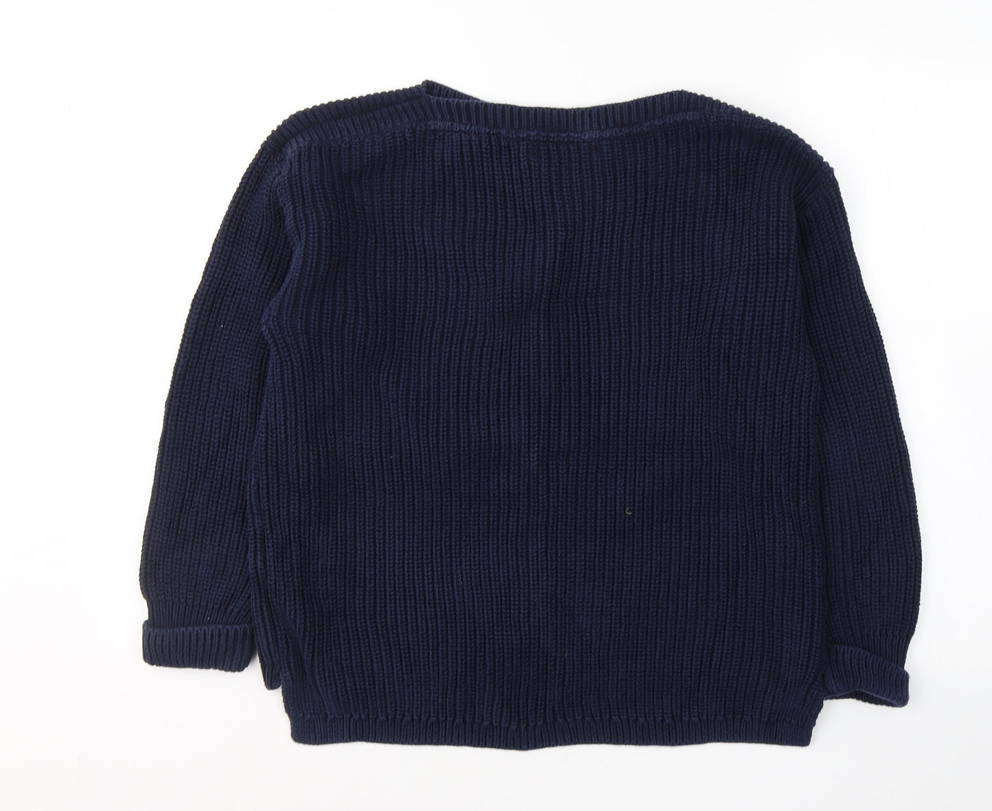 Marks and Spencer Womens Blue Boat Neck  Cotton Pullover Jumper Size L