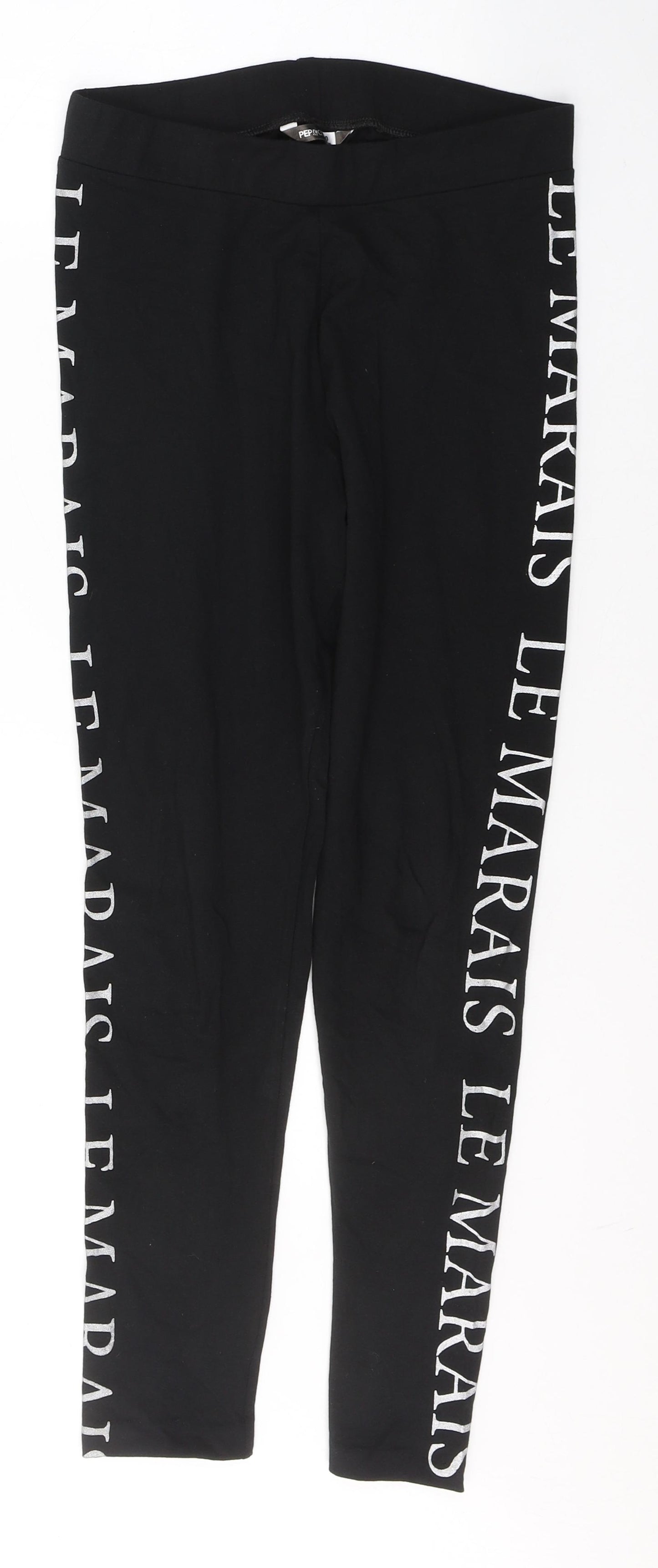 Pep&Co Womens Black  Cotton Pedal Pusher Leggings Size 10 L25 in