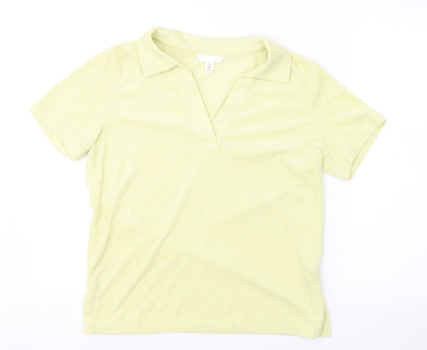 H&M Womens Yellow  Cotton Basic T-Shirt Size S V-Neck