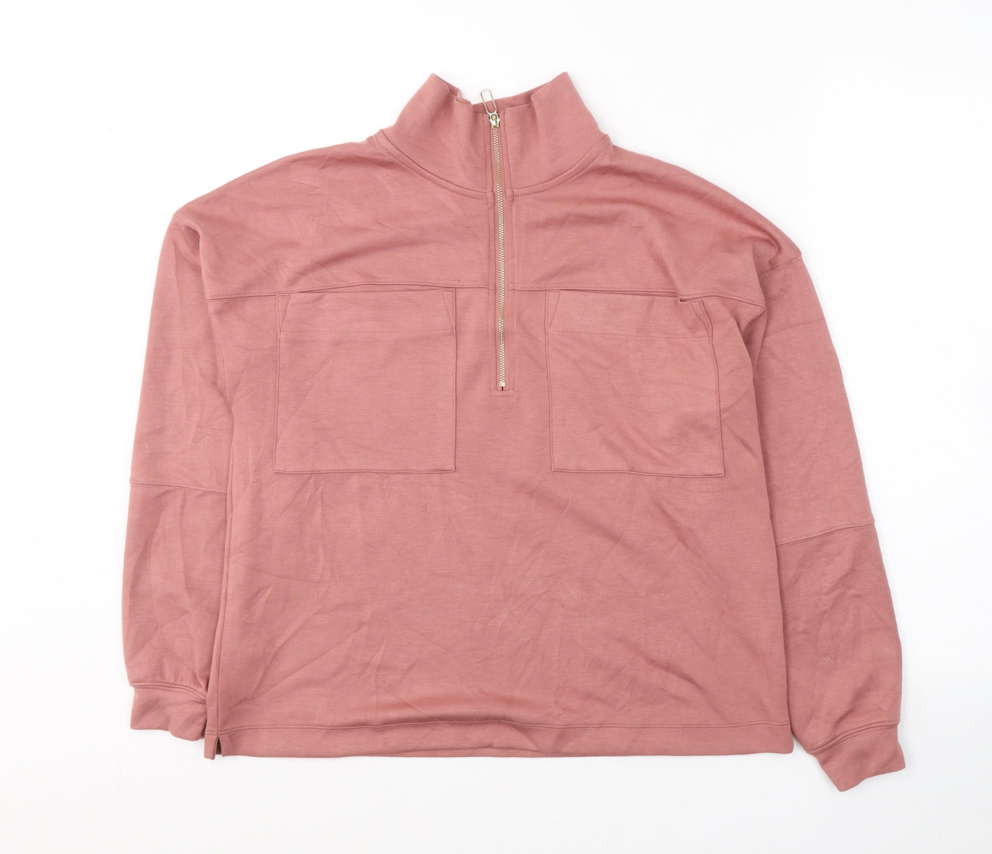 F&F Womens Pink  Polyamide Pullover Sweatshirt Size 12  Zip