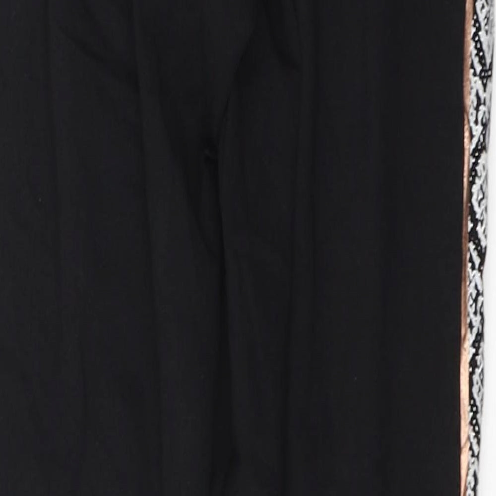 Pep&Co Womens Black Animal Print Cotton Pedal Pusher Leggings Size 8 L28 in