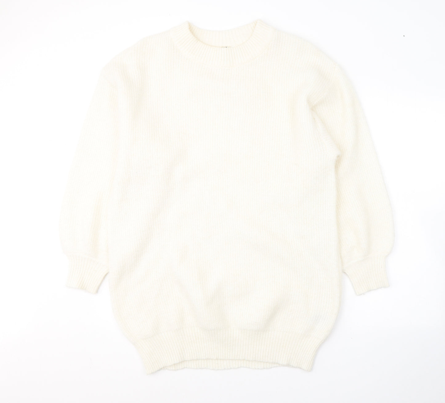 Divided by H&M# Womens White Round Neck  Acrylic Pullover Jumper Size S