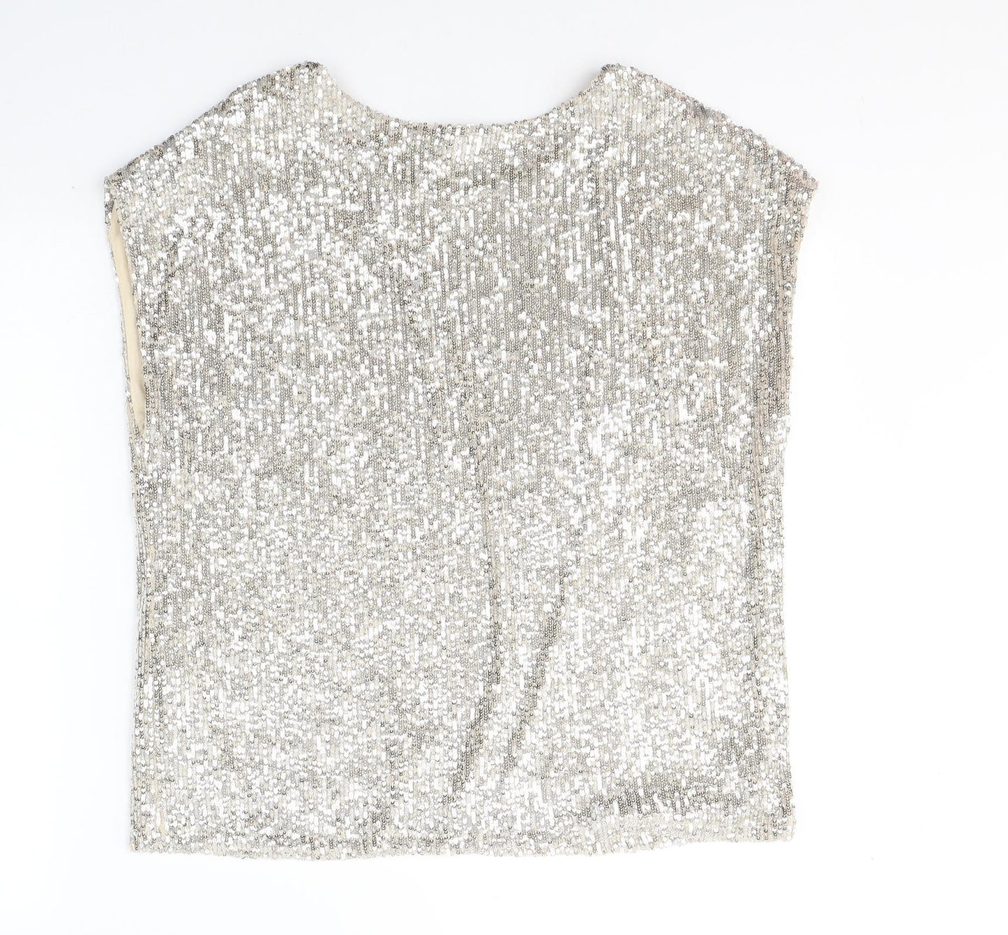 New Look Womens Gold  Polyester Jersey T-Shirt Size 8 Round Neck