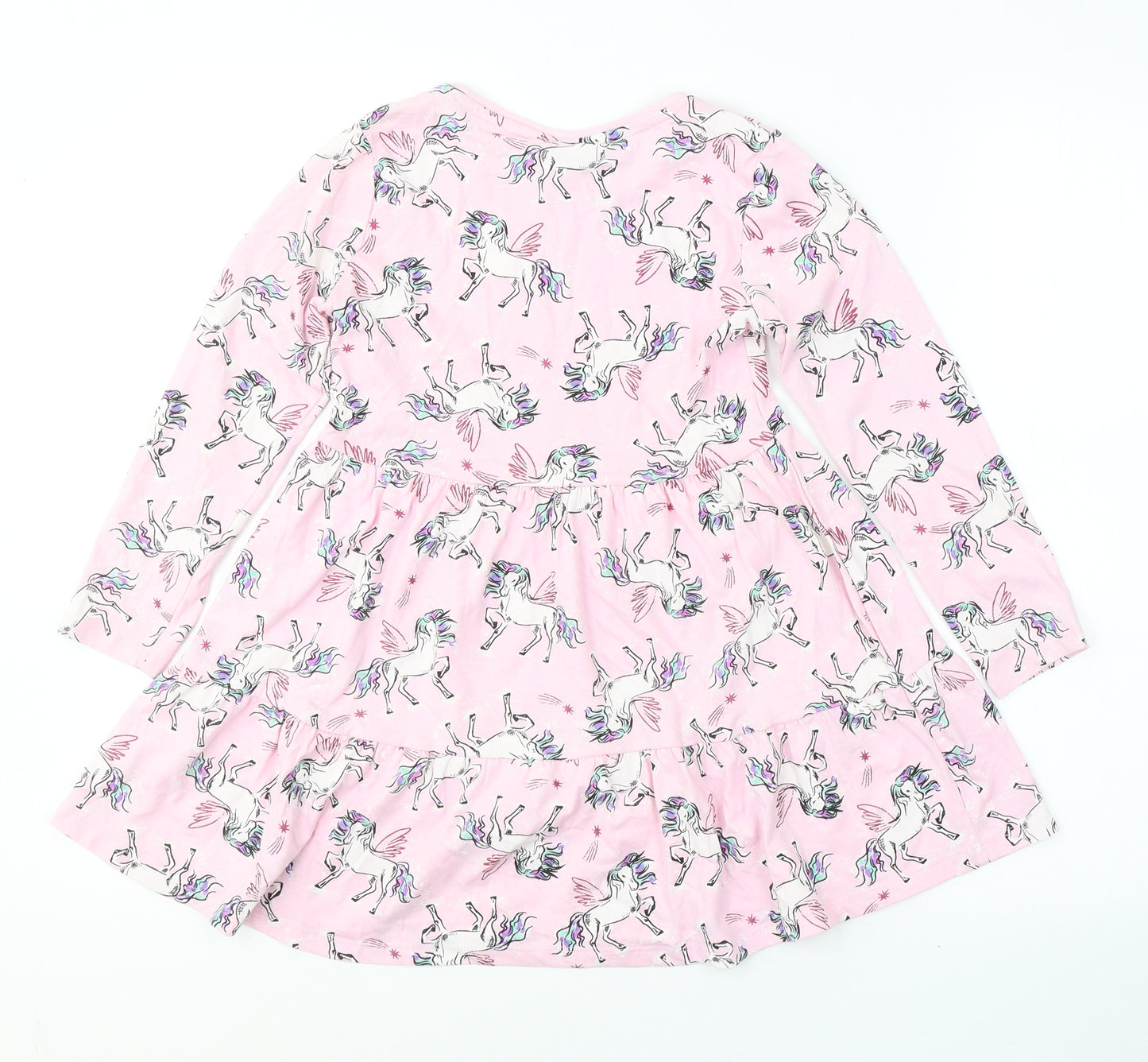 Ilovegirlswear Girls Pink Geometric Cotton A-Line  Size 8 Years  Round Neck Pullover - Unicorn Print