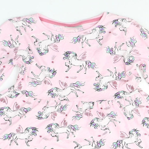 Ilovegirlswear Girls Pink Geometric Cotton A-Line  Size 8 Years  Round Neck Pullover - Unicorn Print