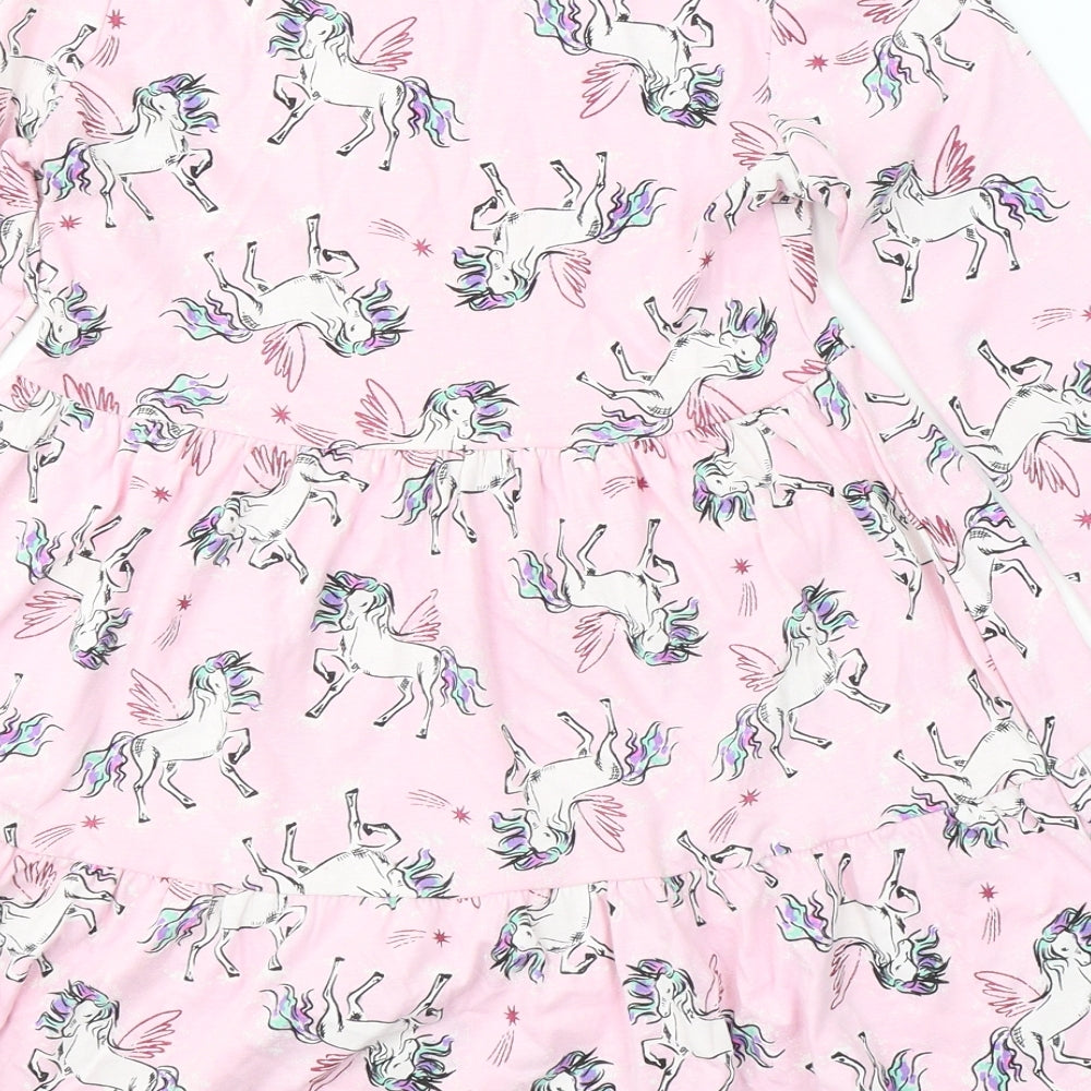 Ilovegirlswear Girls Pink Geometric Cotton A-Line  Size 8 Years  Round Neck Pullover - Unicorn Print