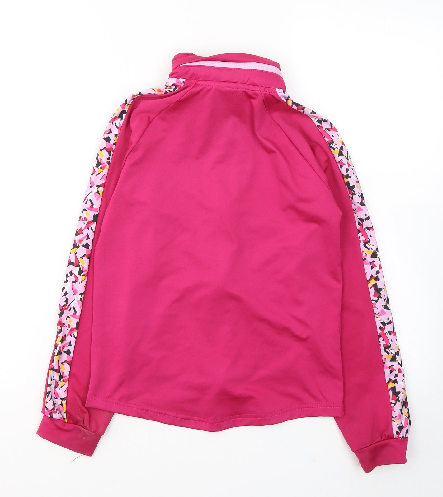 Primark Girls Pink Geometric Polyester Full Zip Hoodie Size 9-10 Years  Zip