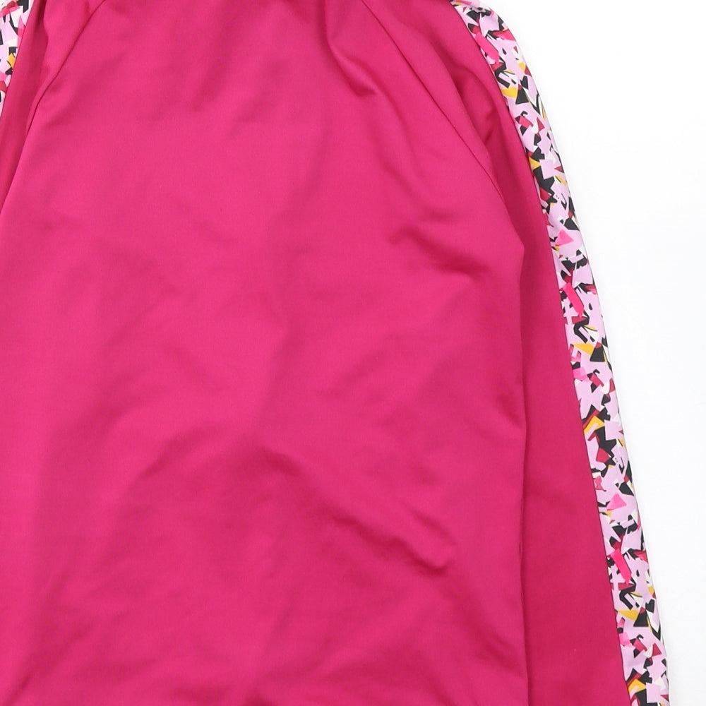 Primark Girls Pink Geometric Polyester Full Zip Hoodie Size 9-10 Years  Zip