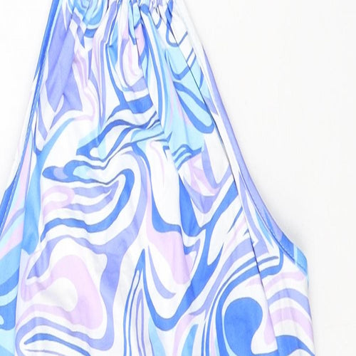 SheIn Womens Black Geometric Cotton Mini  Size L  Halter Tie