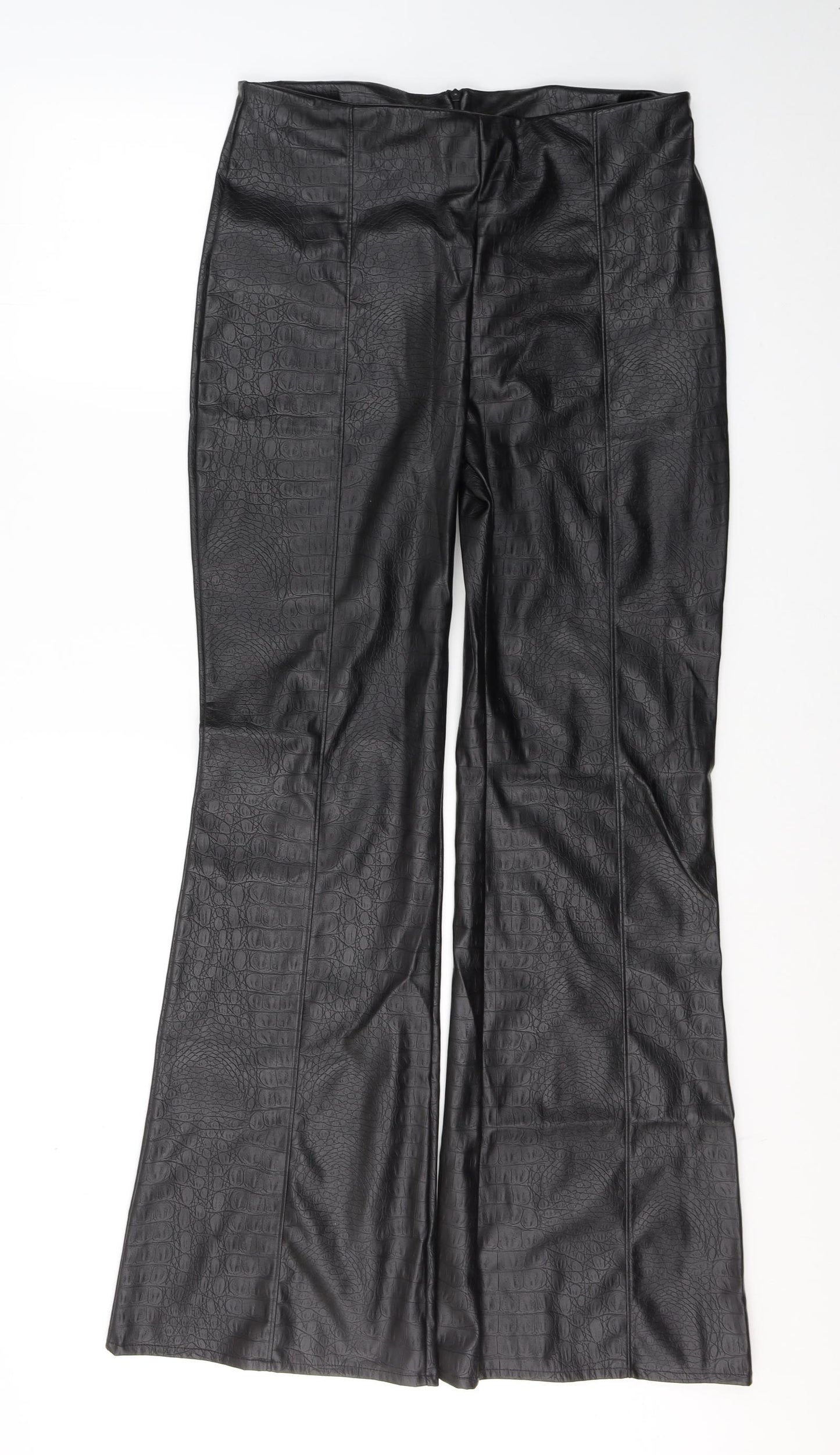 AS You Womens Black Animal Print Polyester Trousers  Size 14 L33 in Regular Zip