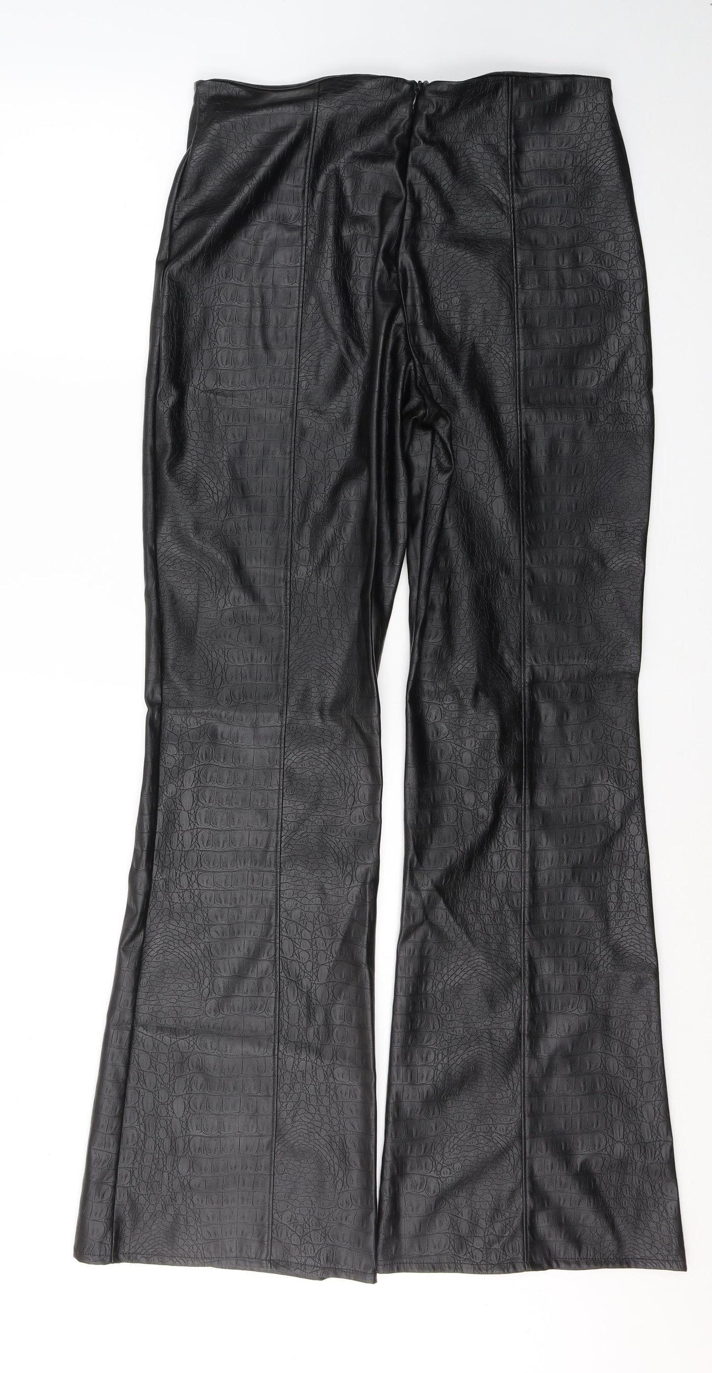 AS You Womens Black Animal Print Polyester Trousers  Size 14 L33 in Regular Zip
