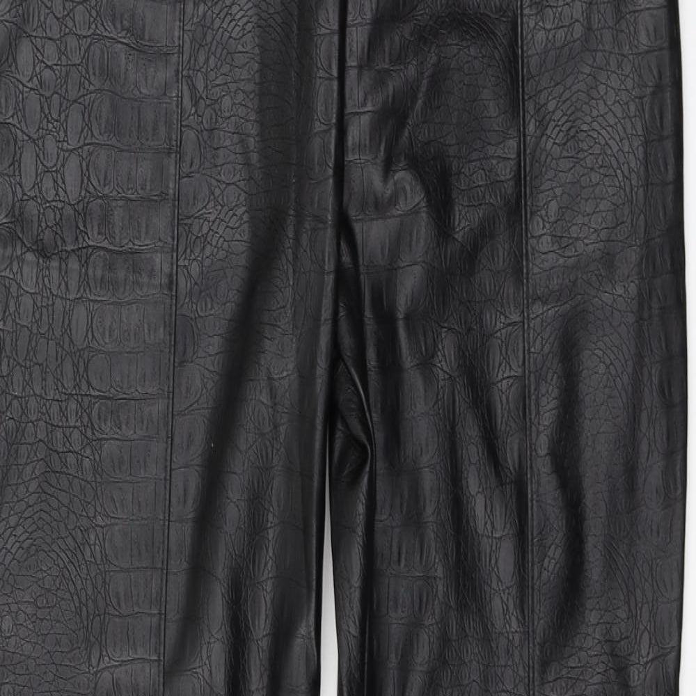AS You Womens Black Animal Print Polyester Trousers  Size 14 L33 in Regular Zip