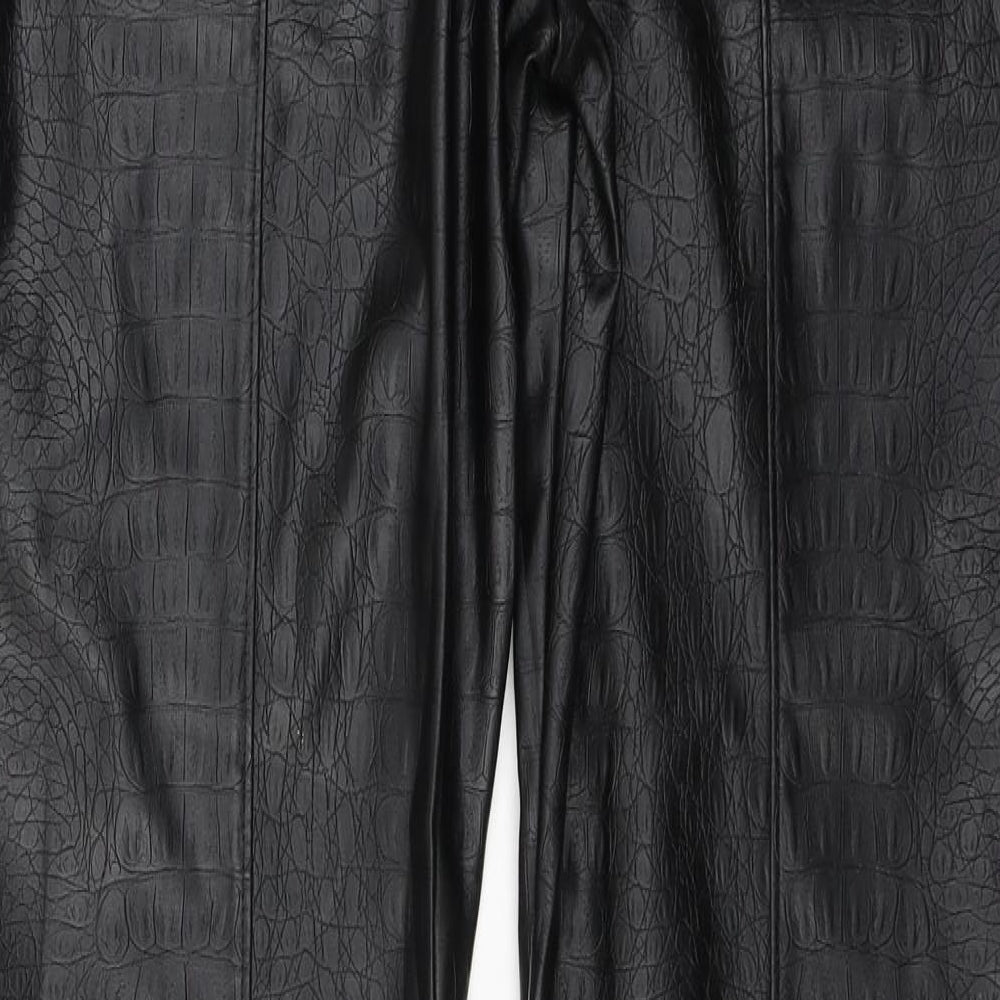 AS You Womens Black Animal Print Polyester Trousers  Size 14 L33 in Regular Zip