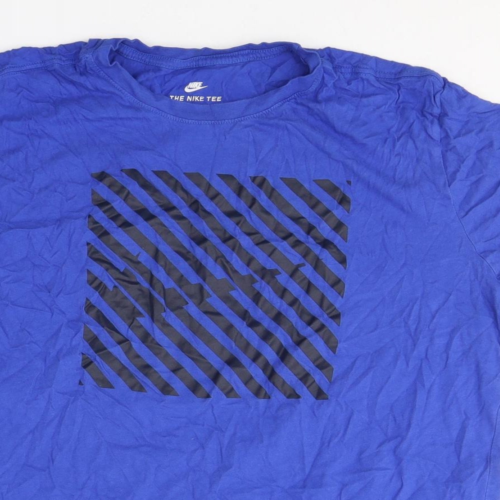 Nike Mens Blue  Cotton  T-Shirt Size XL Round Neck