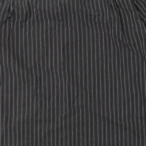Dunnes Stores Mens Black Striped Cotton  Button-Up Size 2XL Collared Button