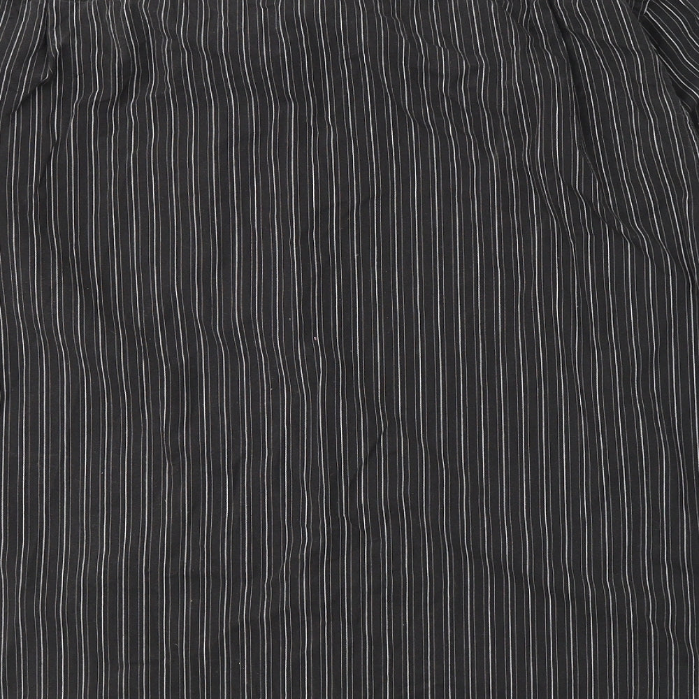 Dunnes Stores Mens Black Striped Cotton  Button-Up Size 2XL Collared Button